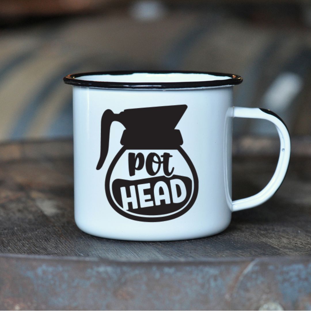 POT HEAD - Enamel Campfire Mug | Swag Brewery | Damn Fine Goods