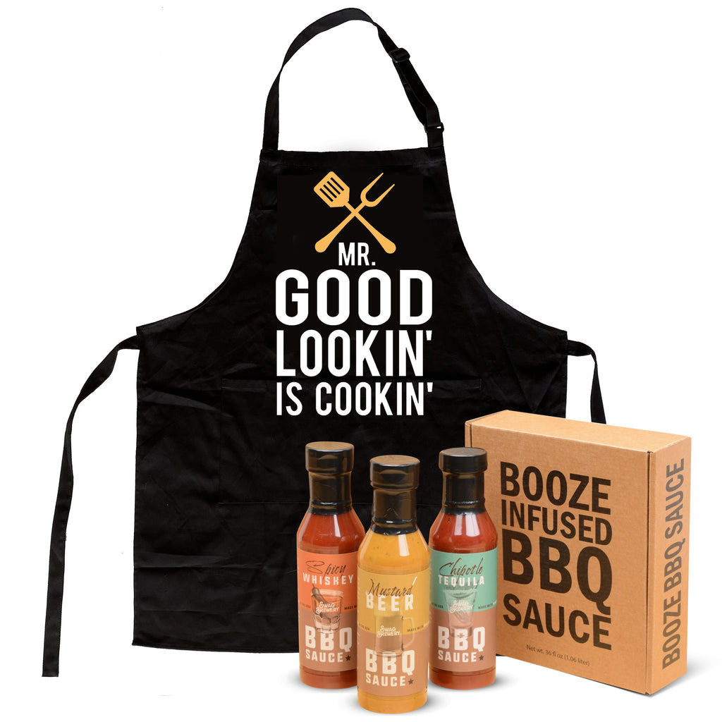 Booze-Infused BBQ Sauce Plus A " MR GOOD LOOKIN' IS COOKIN' " Apron