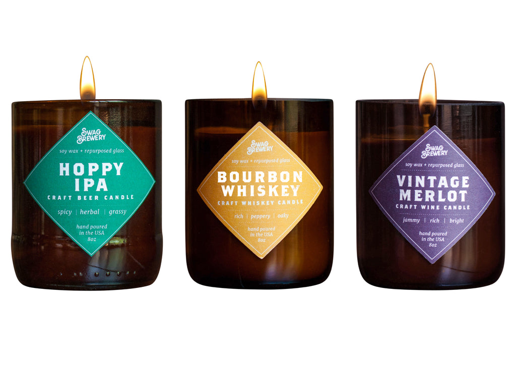 The Brew Candle 3-Pack (Hoppy IPA + Bourbon Whiskey + Vintage Merlot)