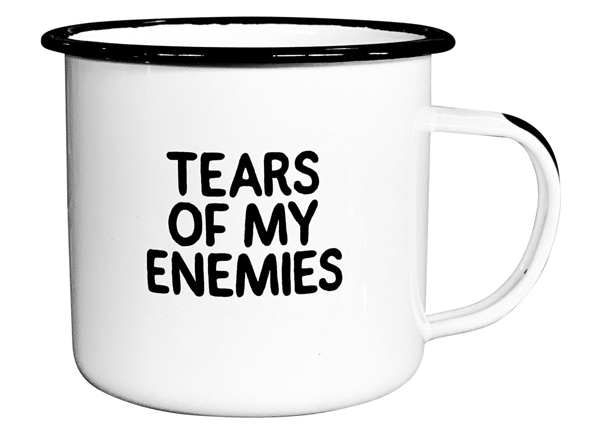 blood of my enemies coffee cup Tears of My Enemies - Enamel Campfire Mug | Swag Brewery