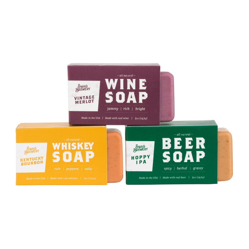 Boozy Soap 3-Pack (Wine + Whiskey + Beer)