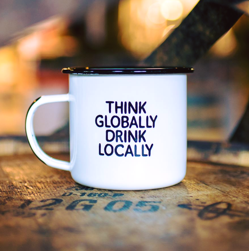 Think Globally Drink Locally - Enamel Campfire Mug