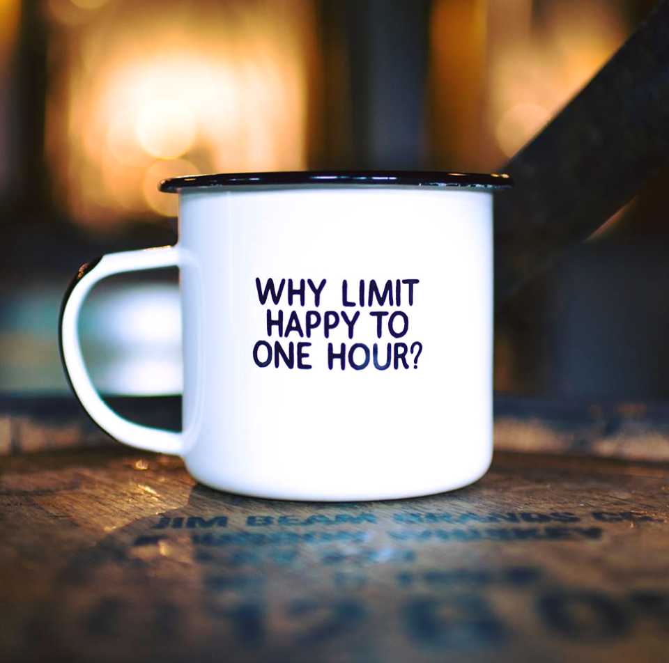 Why Limit Happy to One Hour? - Enamel Campfire Mug
